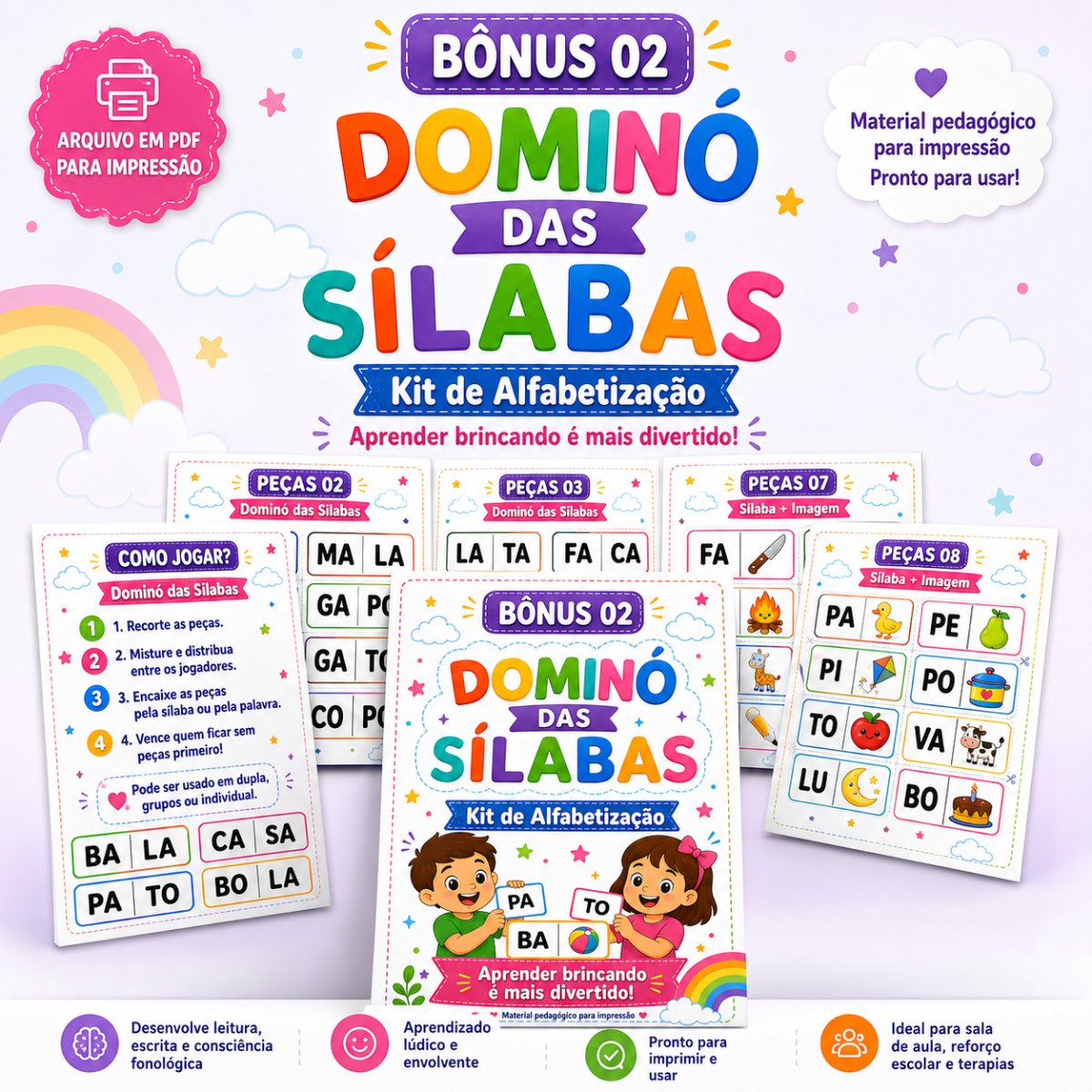 Mockup do bônus 02 - Dominó das Sílabas